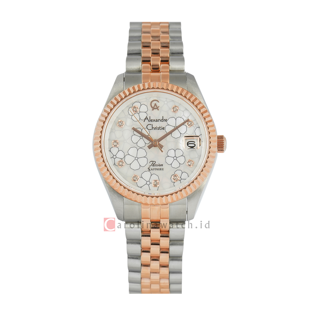 Jam Tangan Alexandre Christie AC 5013 LDBTRMS1 Women Dial Dual Tone Stainless Steel Strap