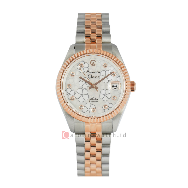 Jam Tangan Alexandre Christie AC 5013 LDBTRMS1 Women Dial Dual Tone Stainless Steel Strap