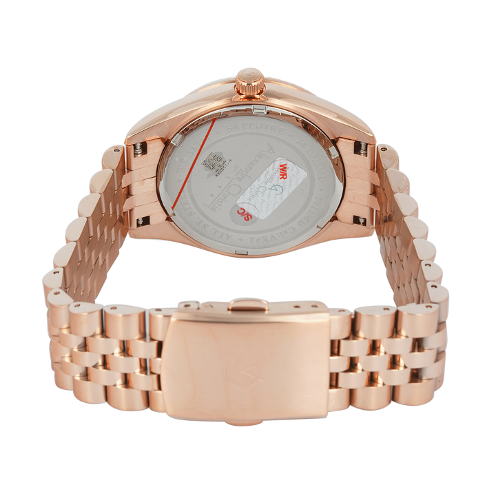 Jam Tangan Alexandre Christie Passion AC 5013 MDBRGBO3 Sapphire Men Brown Dial Rose Gold Stainless Steel Strap