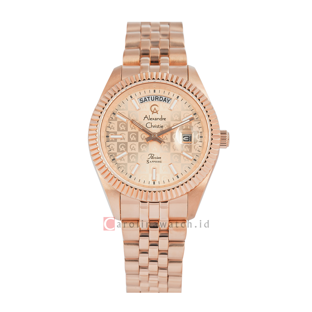 Jam Tangan Alexandre Christie Passion AC 5013 MDBRGLN2 Sapphire Men Analog Dial Rose Gold Stainless Steel Strap