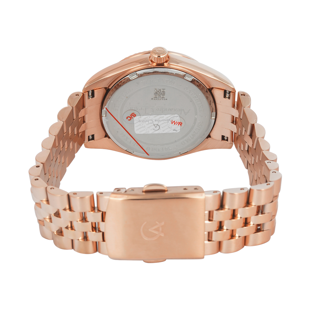 Jam Tangan Alexandre Christie Passion AC 5013 MDBRGLN2 Sapphire Men Analog Dial Rose Gold Stainless Steel Strap