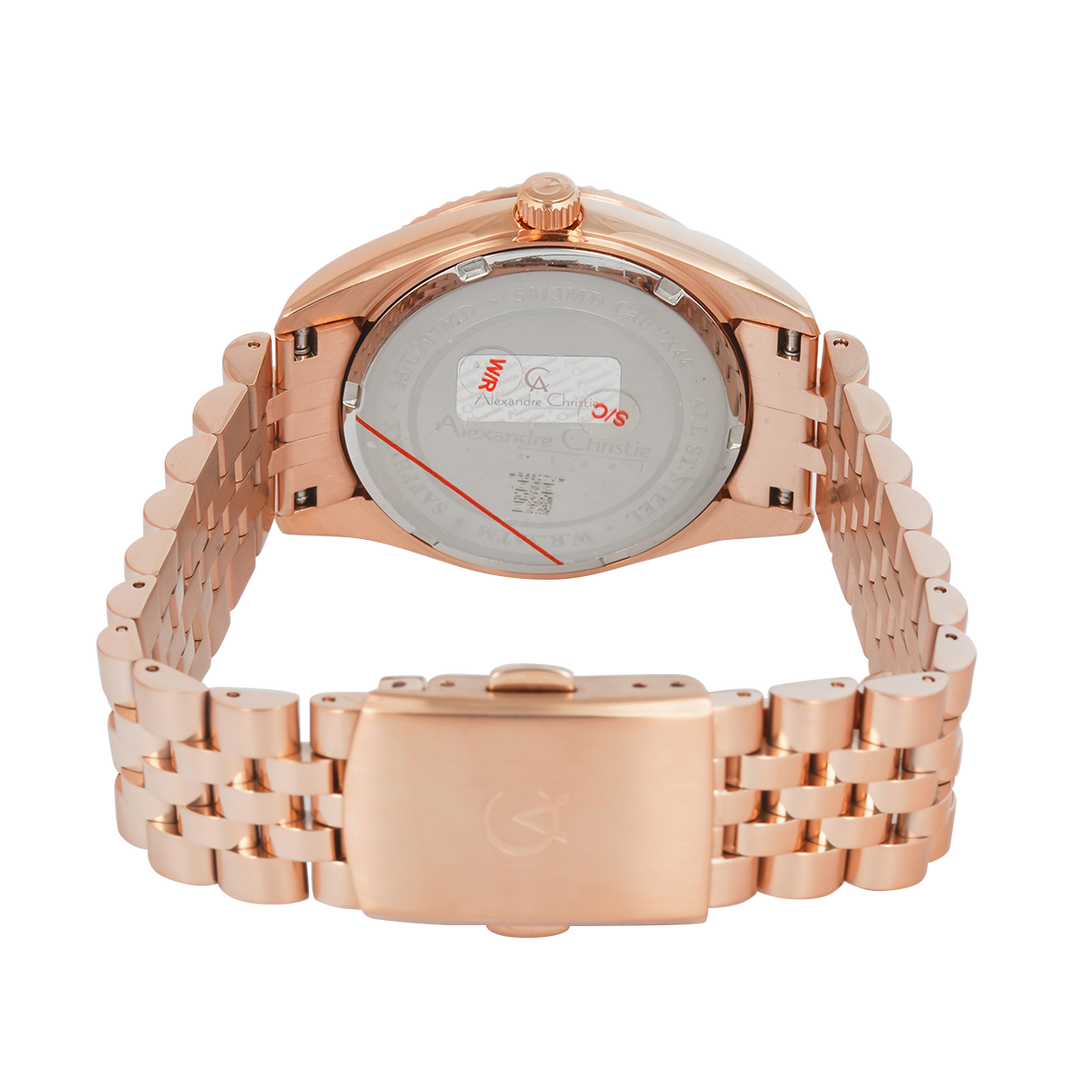 Jam Tangan Alexandre Christie Passion AC 5013 MDBRGSL2 Sapphire Men Silver White Dial Rose Gold Stainless Steel Strap