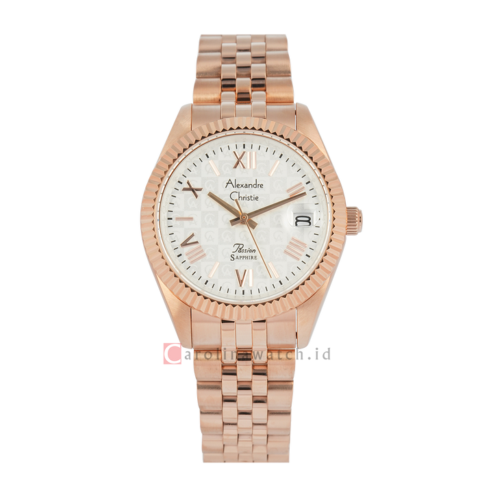 Jam Tangan Alexandre Christie Passion AC 5013 MDBRGSL3 Sapphire Men Silver White Dial Rose Gold Stainless Steel Strap
