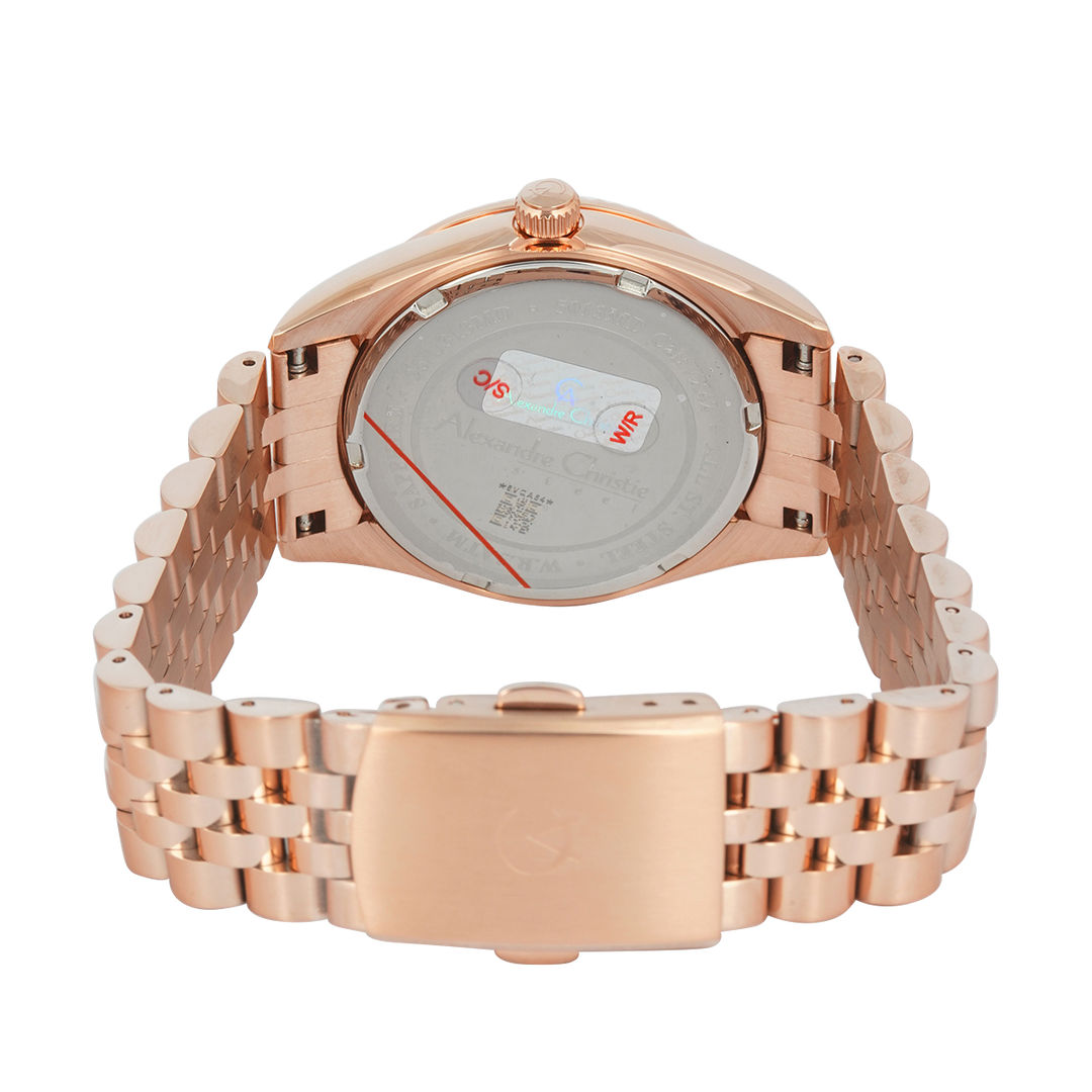 Jam Tangan Alexandre Christie Passion AC 5013 MDBRGSL3 Sapphire Men Silver White Dial Rose Gold Stainless Steel Strap