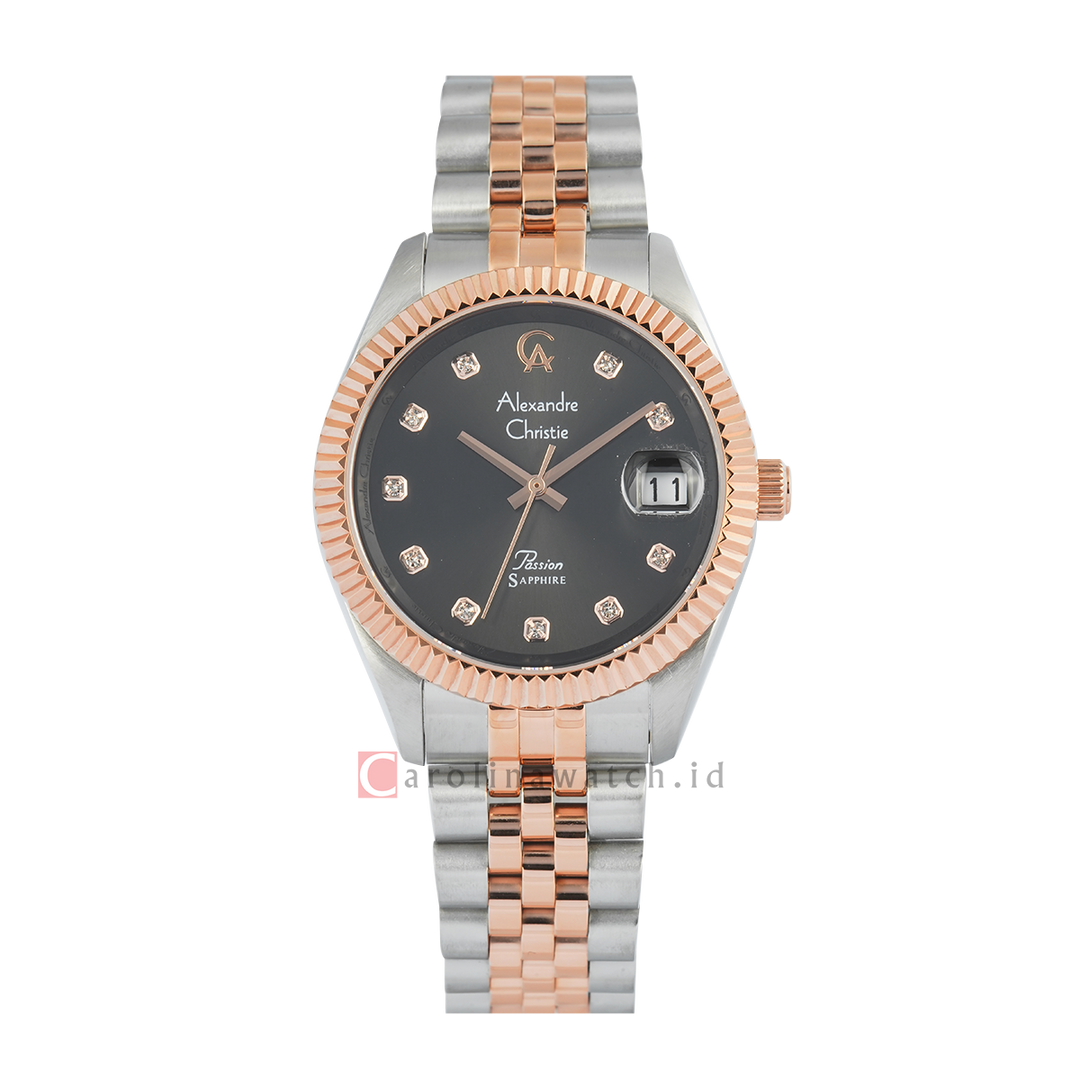 Jam Tangan Alexandre Christie Passion AC 5013 MDBTRBA Sapphire Men Black Dial Dual Tone Stainless Steel Strap