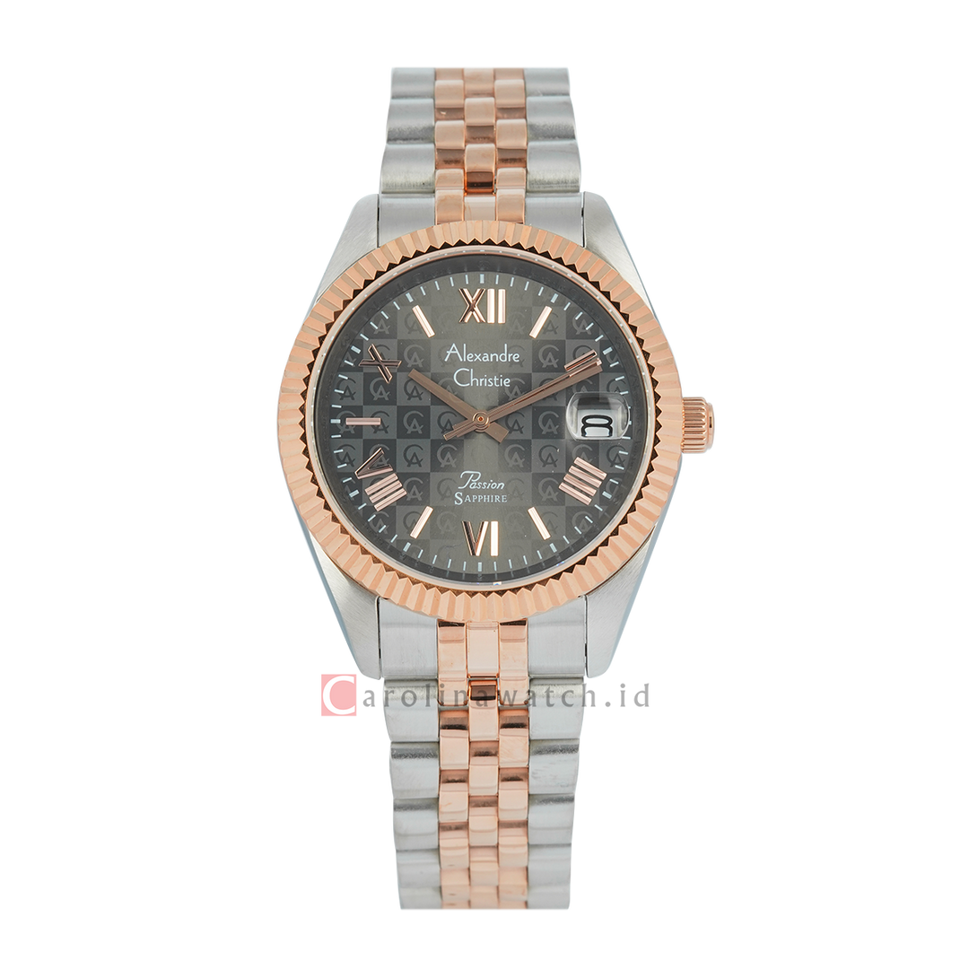Jam Tangan Alexandre Christie Passion AC 5013 MDBTRGR3 Sapphire Men Grey Dial Dual Tone Stainless Steel Strap