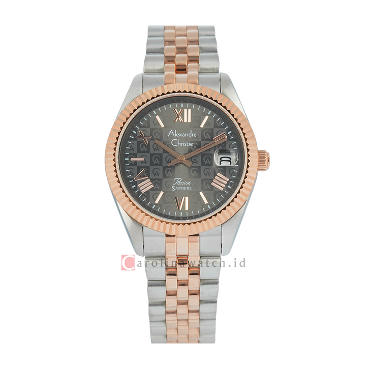 Jam Tangan Alexandre Christie Passion AC 5013 MDBTRGR3 Sapphire Men Grey Dial Dual Tone Stainless Steel Strap