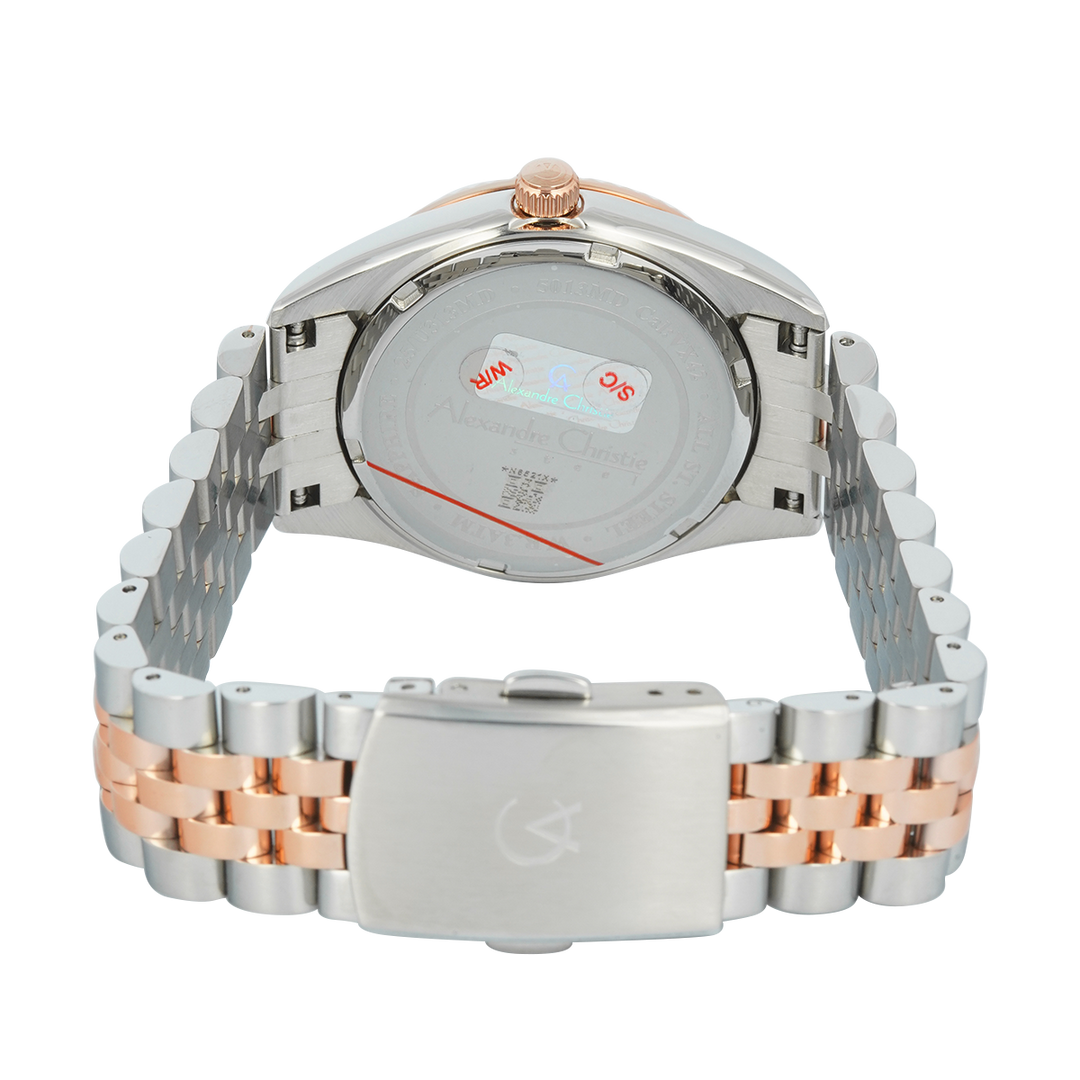 Jam Tangan Alexandre Christie Passion AC 5013 MDBTRGR3 Sapphire Men Grey Dial Dual Tone Stainless Steel Strap
