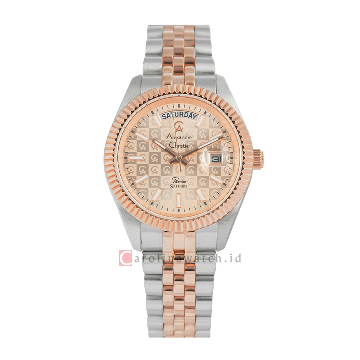Jam Tangan Alexandre Christie Passion AC 5013 MDBTRLN2 Sapphire Men Analogi Dial Dual Tone Stainless Steel Strap