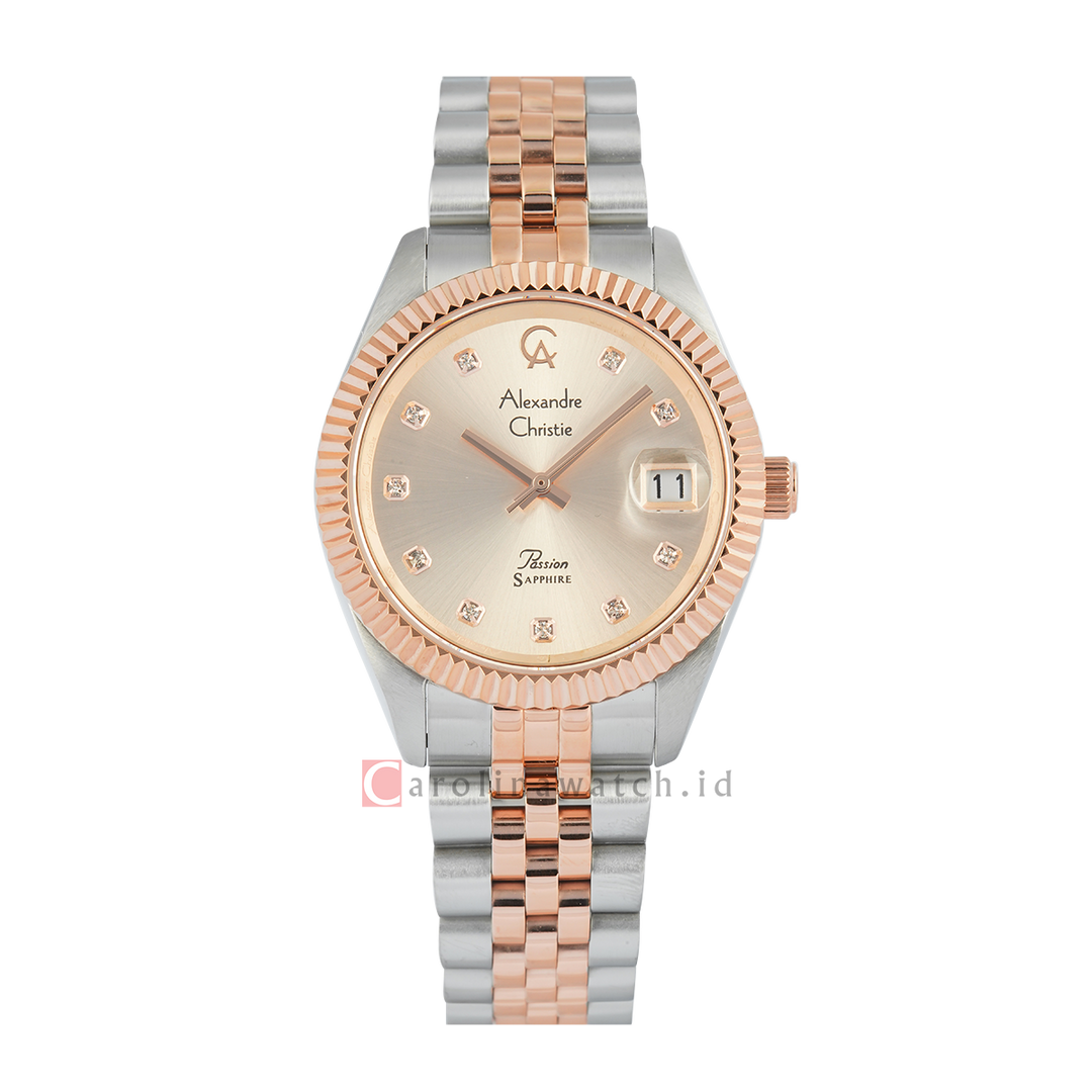 Jam Tangan Alexandre Christie Passion AC 5013 MDBTRLN Sapphire Men Rose Gold Dial Dual Tone Stainless Steel Strap