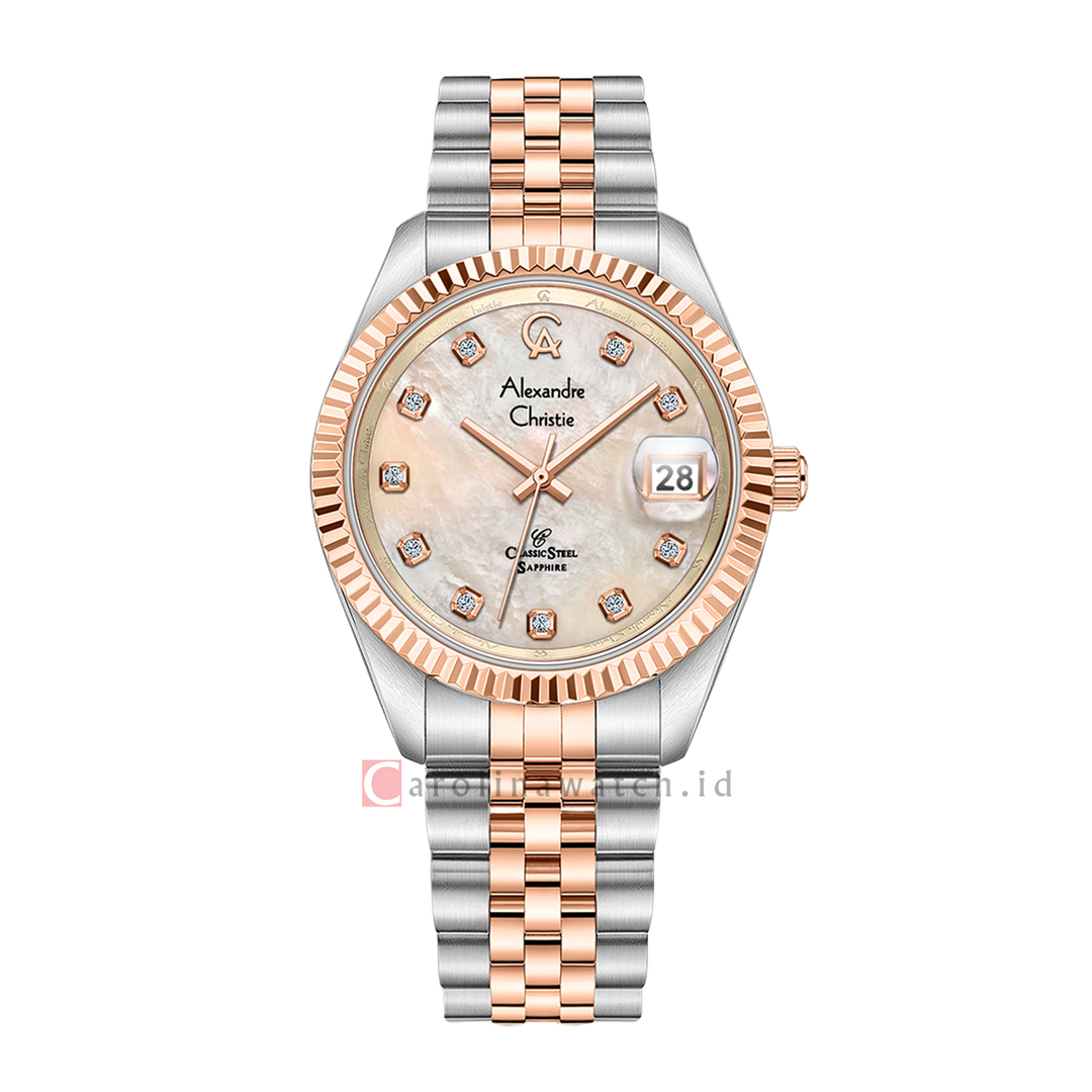 Jam Tangan Alexandre Christie Classic AC 5013 MDBTRMD Sapphire Men MOP Dial Dual Tone Stainless Steel Strap