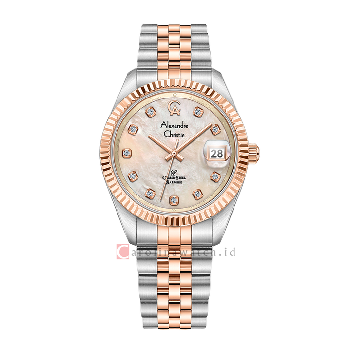 Jam Tangan Alexandre Christie Classic AC 5013 MDBTRMD Sapphire Men MOP Dial Dual Tone Stainless Steel Strap