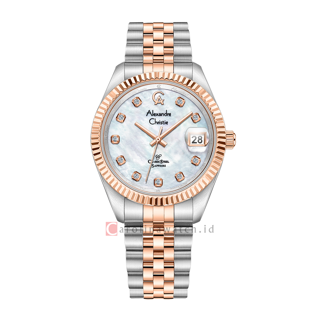 Jam Tangan Alexandre Christie Classic AC 5013 MDBTRMS Sapphire Men MOP Dial Dual Tone Stainless Steel Strap