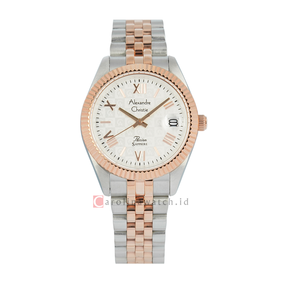 Jam Tangan Alexandre Christie Passion AC 5013 MDBTRSL3 Sapphire Men Silver White Dial Dual Tone Stainless Steel Strap