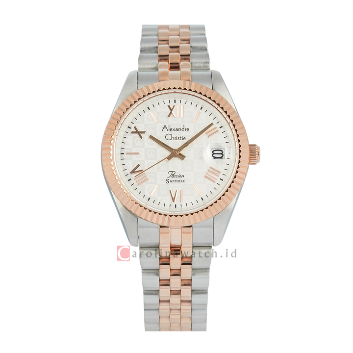 Jam Tangan Alexandre Christie Passion AC 5013 MDBTRSL3 Sapphire Men Silver White Dial Dual Tone Stainless Steel Strap