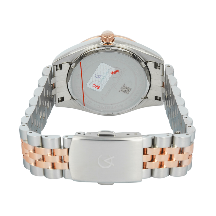 Jam Tangan Alexandre Christie Passion AC 5013 MDBTRSL3 Sapphire Men Silver White Dial Dual Tone Stainless Steel Strap