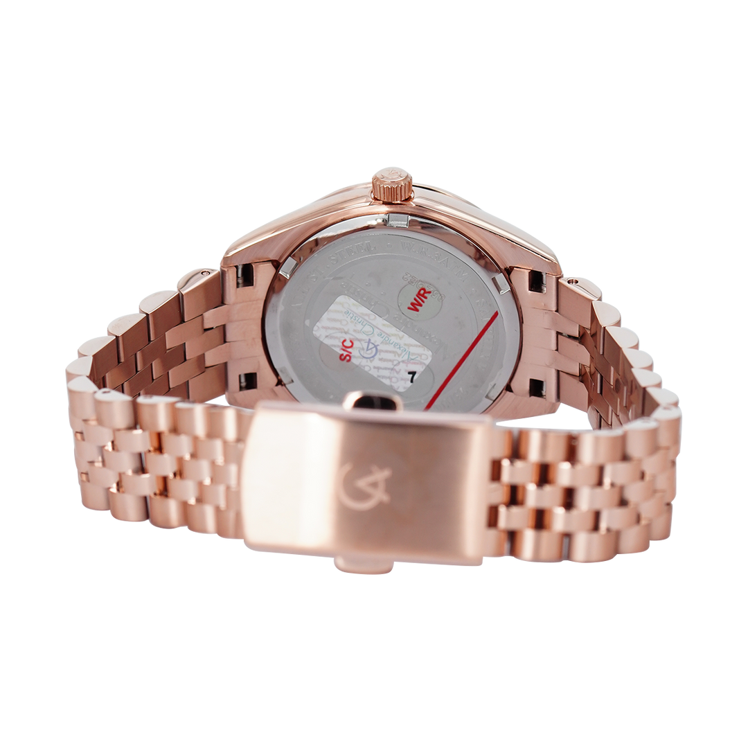 Jam Tangan Alexandre Christie Classic Steel AC 5014 LDBRGBO Women Brown Dial Rose Gold Stainless Steel Strap