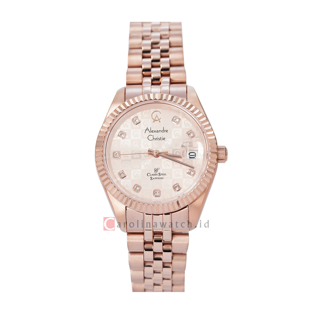 Jam Tangan Alexandre Christie Classic Steel AC 5014 LDBRGLN Women Rose Gold Dial Rose Gold Stainless Steel Strap