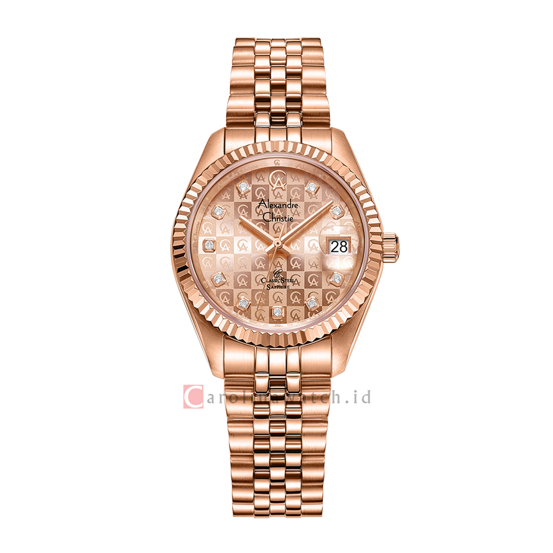 Jam Tangan Alexandre Christie Classic Steel AC 5014 LDBRGLN Women Rose Gold Dial Rose Gold Stainless Steel Strap