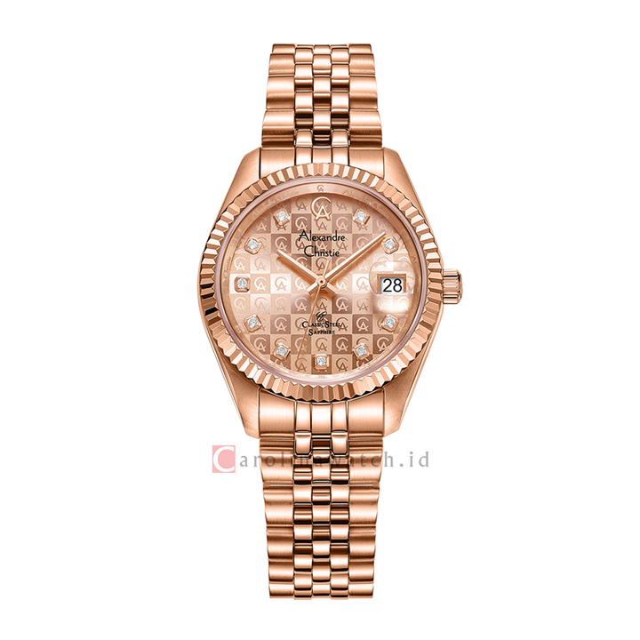 Jam Tangan Alexandre Christie Classic Steel AC 5014 LDBRGLN Women Rose Gold Dial Rose Gold Stainless Steel Strap