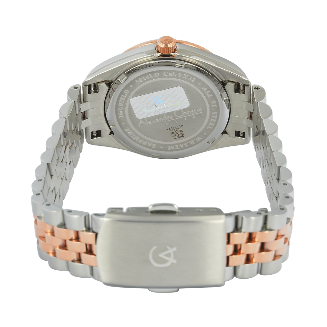 Jam Tangan Alexandre Christie Passion AC 5014 LDBTRGN Women Sapphire Green Dial Dual Tone Stainless Steel Strap