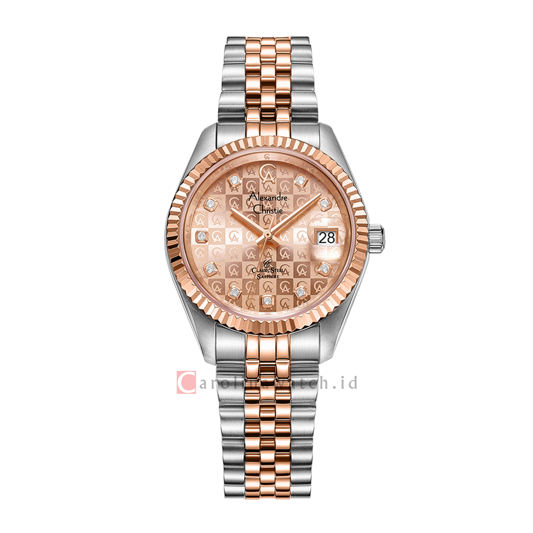 Jam Tangan Alexandre Christie Classic Steel AC 5014 LDBTRLN Women Rose Gold Dial Dual Tone Stainless Steel Strap