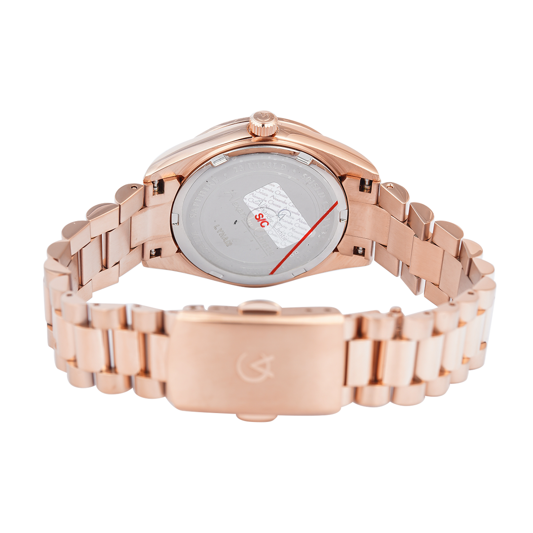 Jam Tangan Alexandre Christie Passion AC 5015 LDBRGPN Women Pink Glitter Dial Gold Stainless Steel Strap