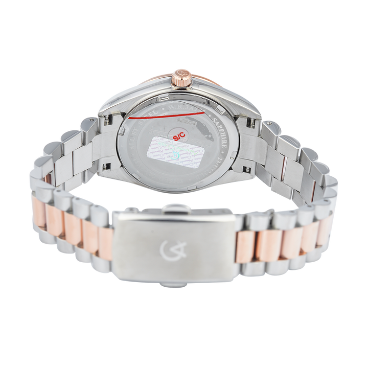 Jam Tangan Alexandre Christie Passion  AC 5015 LDBTRPN Women Pink Glitter Dial Dual Tone Stainless Steel Strap