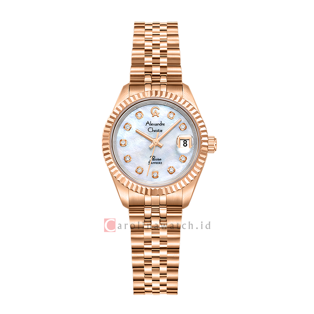 Jam Tangan Alexandre Christie AC 5019 LDBRGMS Women Mother of Pearl Dial Rose Gold Stainless Steel Strap