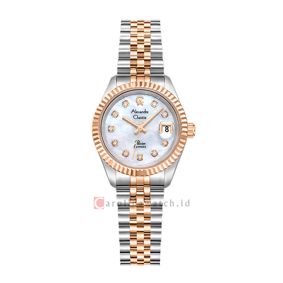Jam Tangan Alexandre Christie AC 5019 LDBTRMS Women Women of Pearl Dial Dual Tone Stainless Steel Strap