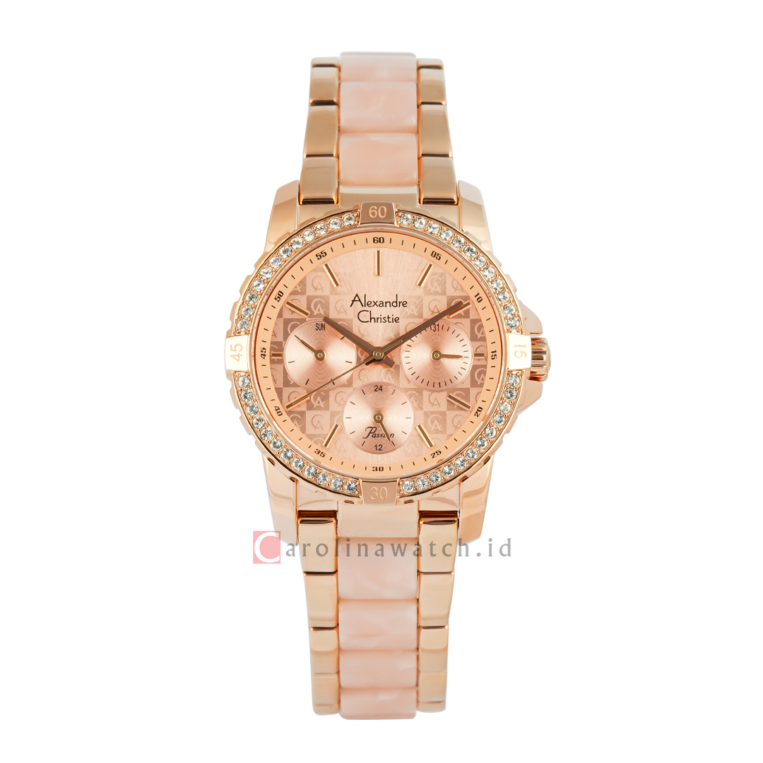 Jam Tangan Alexandre Christie Passion AC 6141 BFBRGLNPN2 Women Rose Gold Dial Dual Tone Stainless Steel Strap