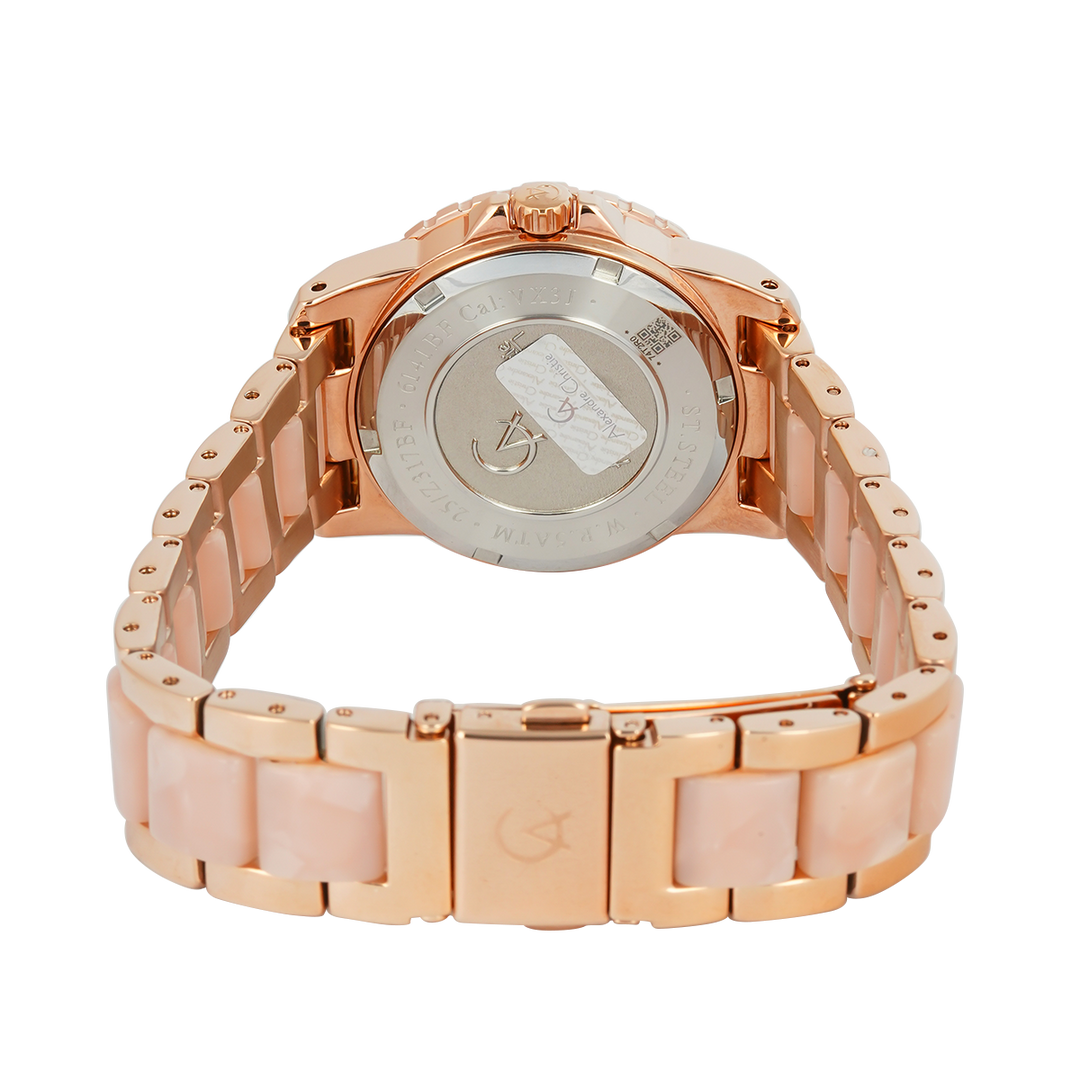 Jam Tangan Alexandre Christie Passion AC 6141 BFBRGLNPN2 Women Rose Gold Dial Dual Tone Stainless Steel Strap