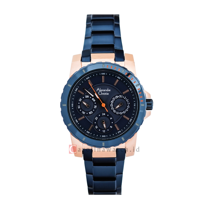 Jam Tangan Alexandre Christie Multifunction AC 6141 BFBURBU Women Blue Dial Blue Stainless Steel Strap