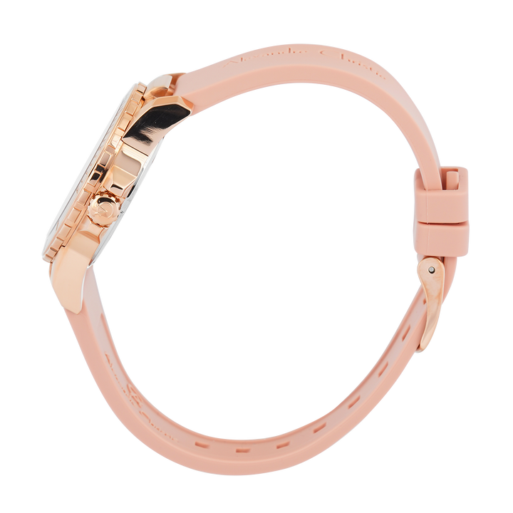 Jam Tangan Alexandre Christie Passion AC 6141 LDRRGLK Women Pink Dial Pink Rubber Strap