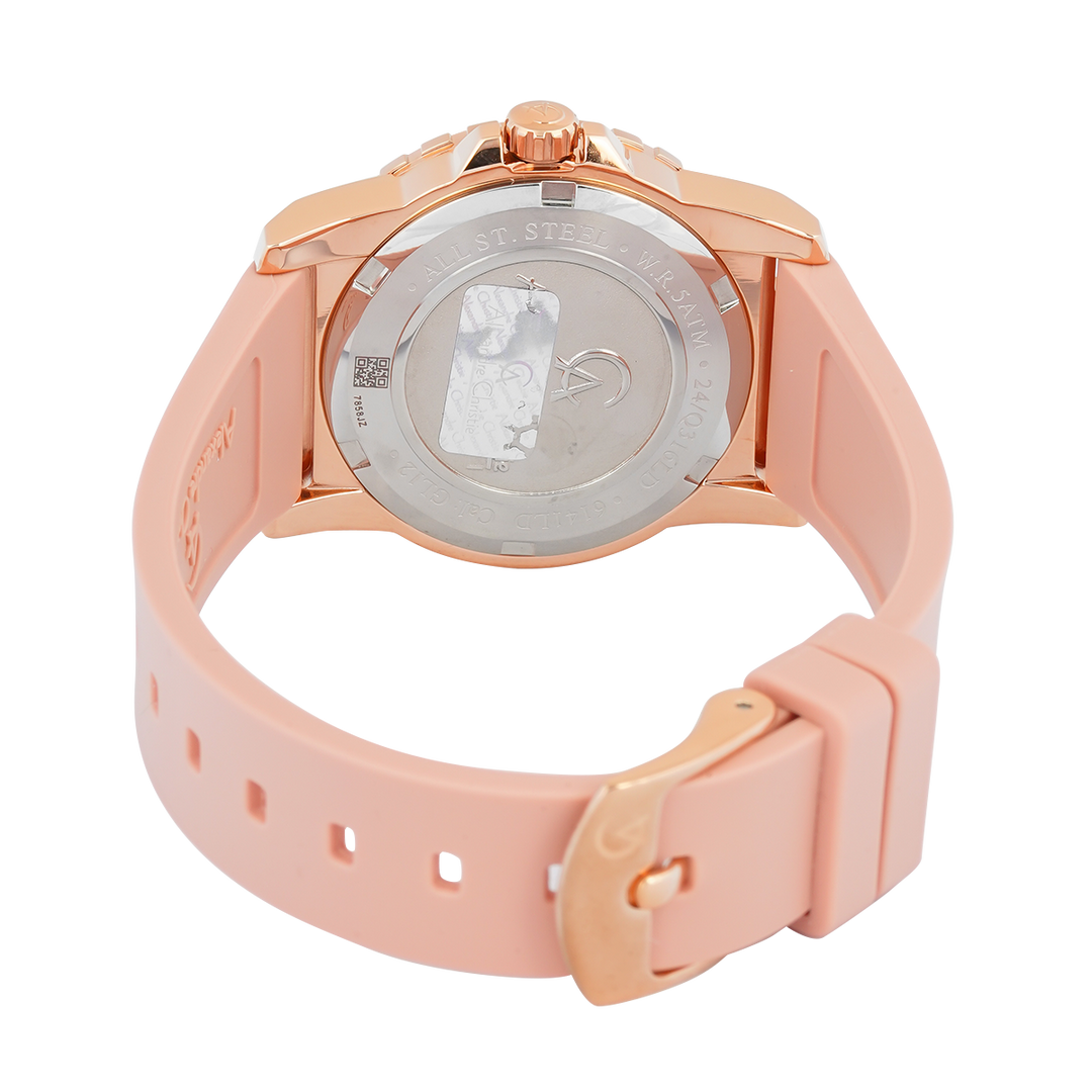 Jam Tangan Alexandre Christie Passion AC 6141 LDRRGLK Women Pink Dial Pink Rubber Strap
