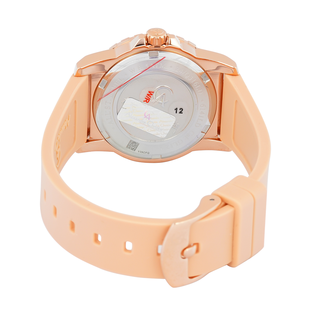 Jam Tangan Alexandre Christie Passion AC 6141 LDRRGLN Women Rose Gold Dial Yellow Rubber Strap