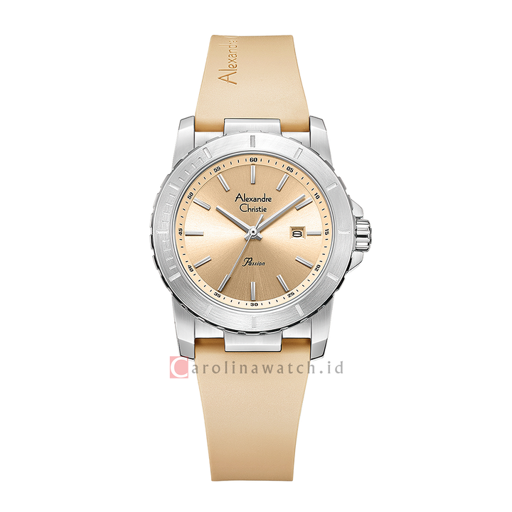 Jam Tangan Alexandre Christie Passion AC 6141 LDRSSLN Women Yellow Dial Yellow Rubber Strap