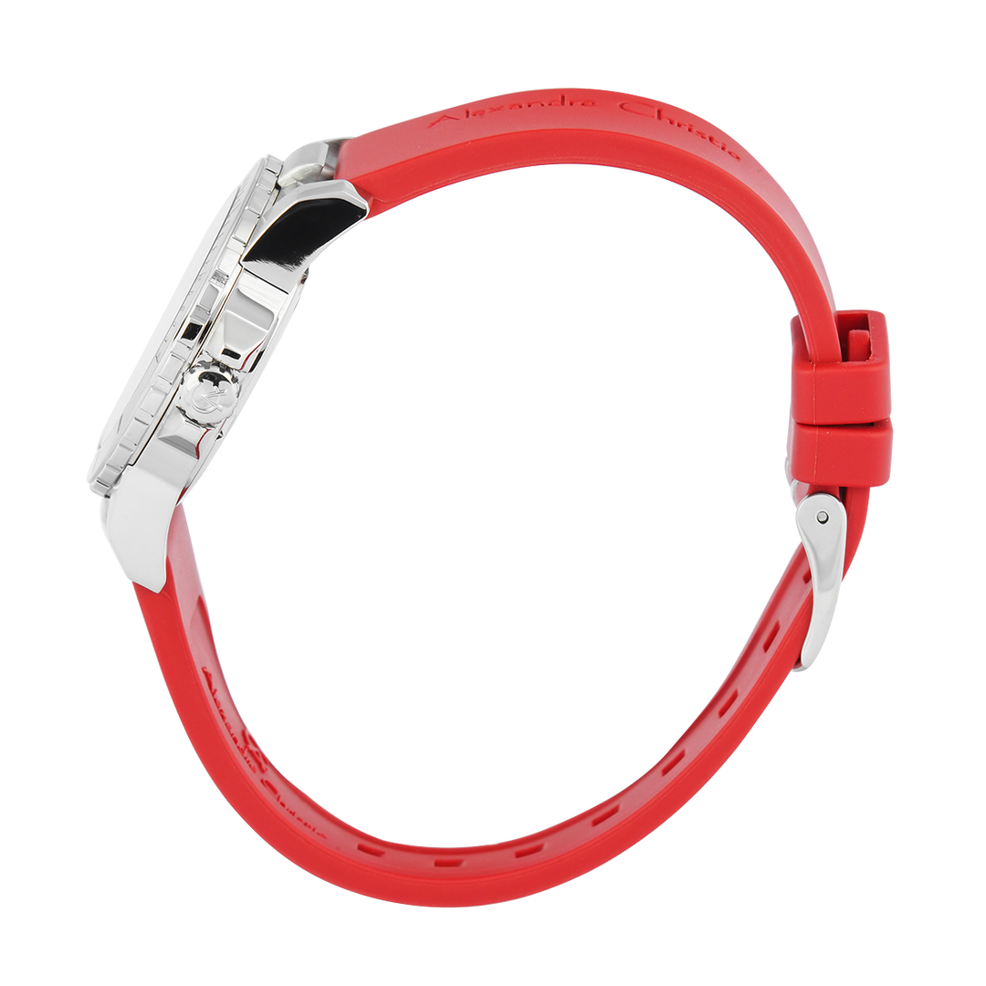 Jam Tangan Alexandre Christie Passion AC 6141 LDRSSRE Women Red Dial Red Rubber Strap