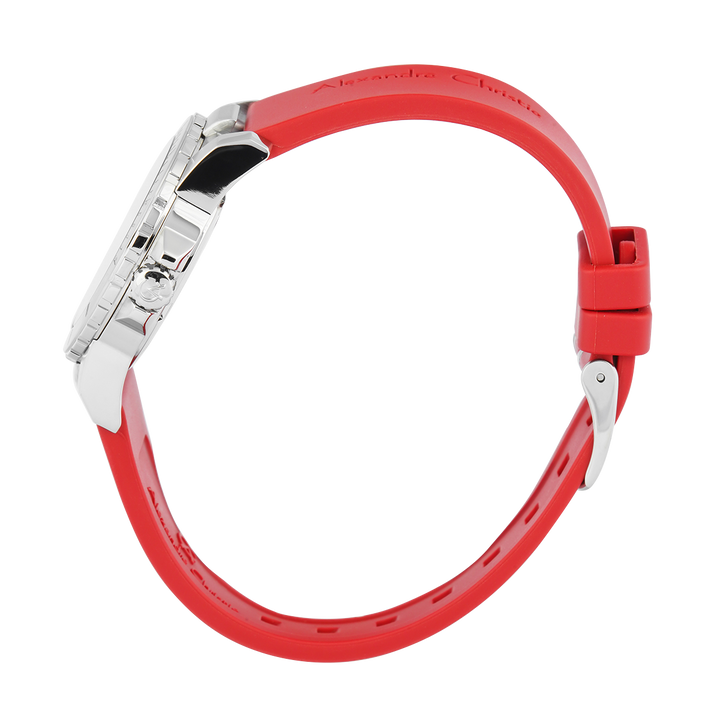 Jam Tangan Alexandre Christie Passion AC 6141 LDRSSRE Women Red Dial Red Rubber Strap