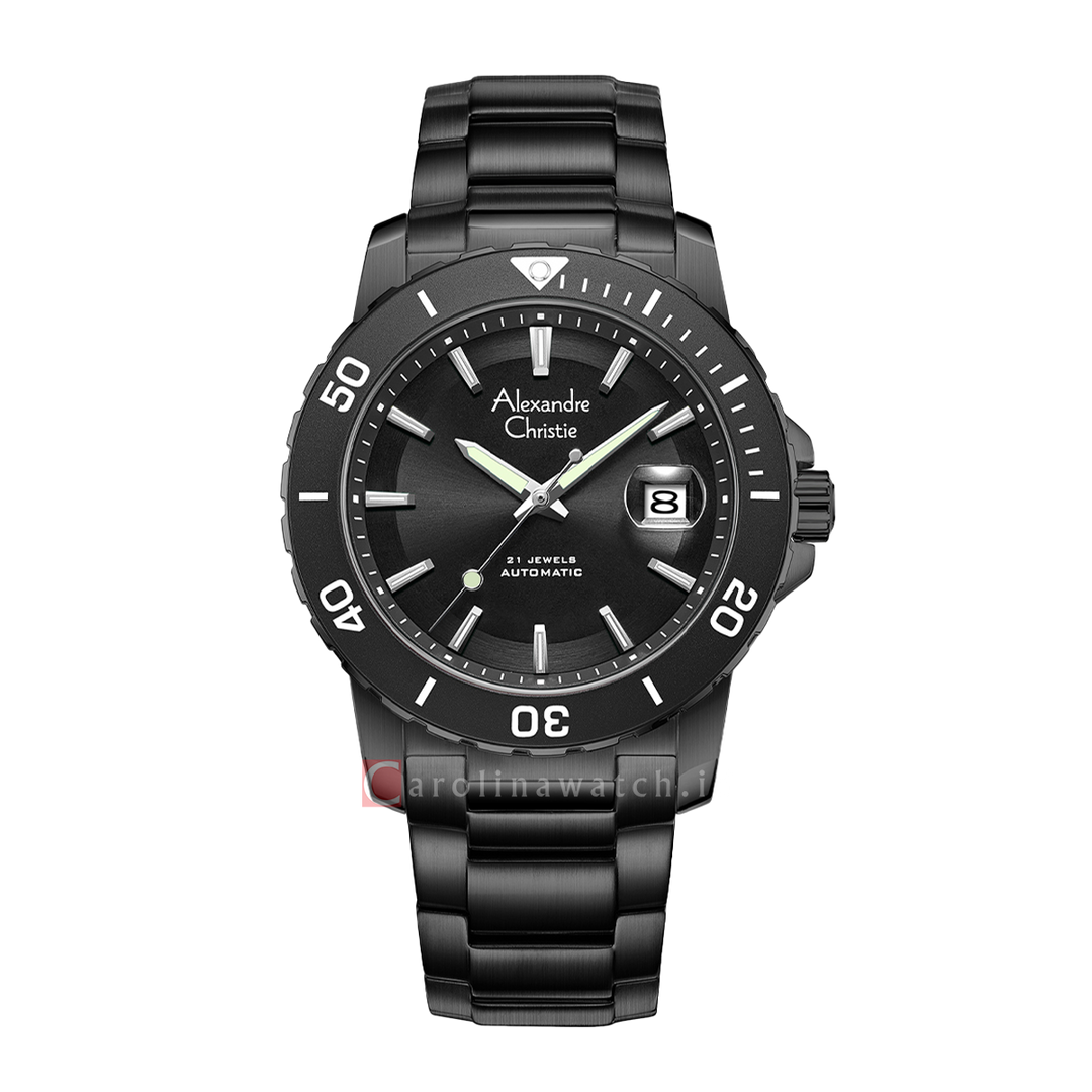 Jam Tangan Alexandre Christie AC 6141 MABIPBA Men Black Dial Black Stainless Steel Strap