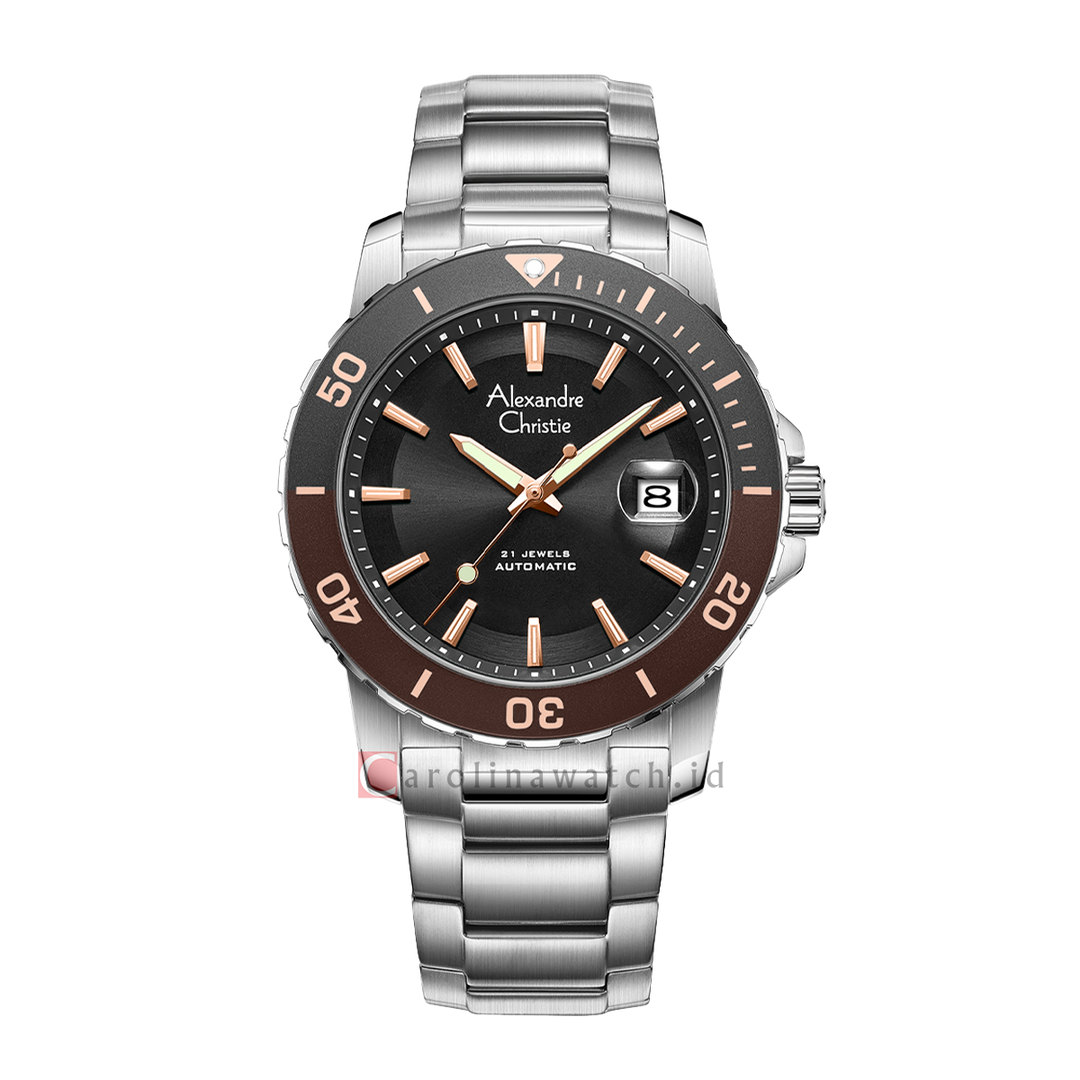 Jam Tangan Alexandre Christie AC 6141 MABSSBARG Men Black Dial Stainless Steel Strap