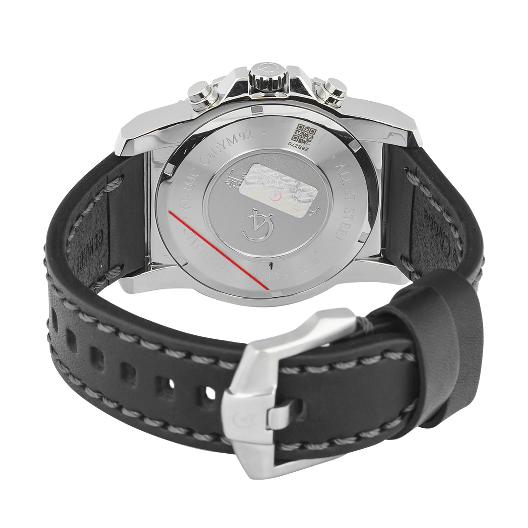 Jam Tangan Alexandre Christie Chronograph AC 6141 MCLSSSL Men White Dial Black Leather Strap