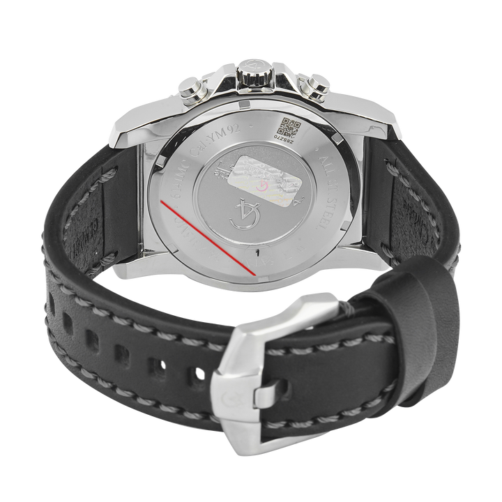 Jam Tangan Alexandre Christie Chronograph AC 6141 MCLSSSL Men White Dial Black Leather Strap