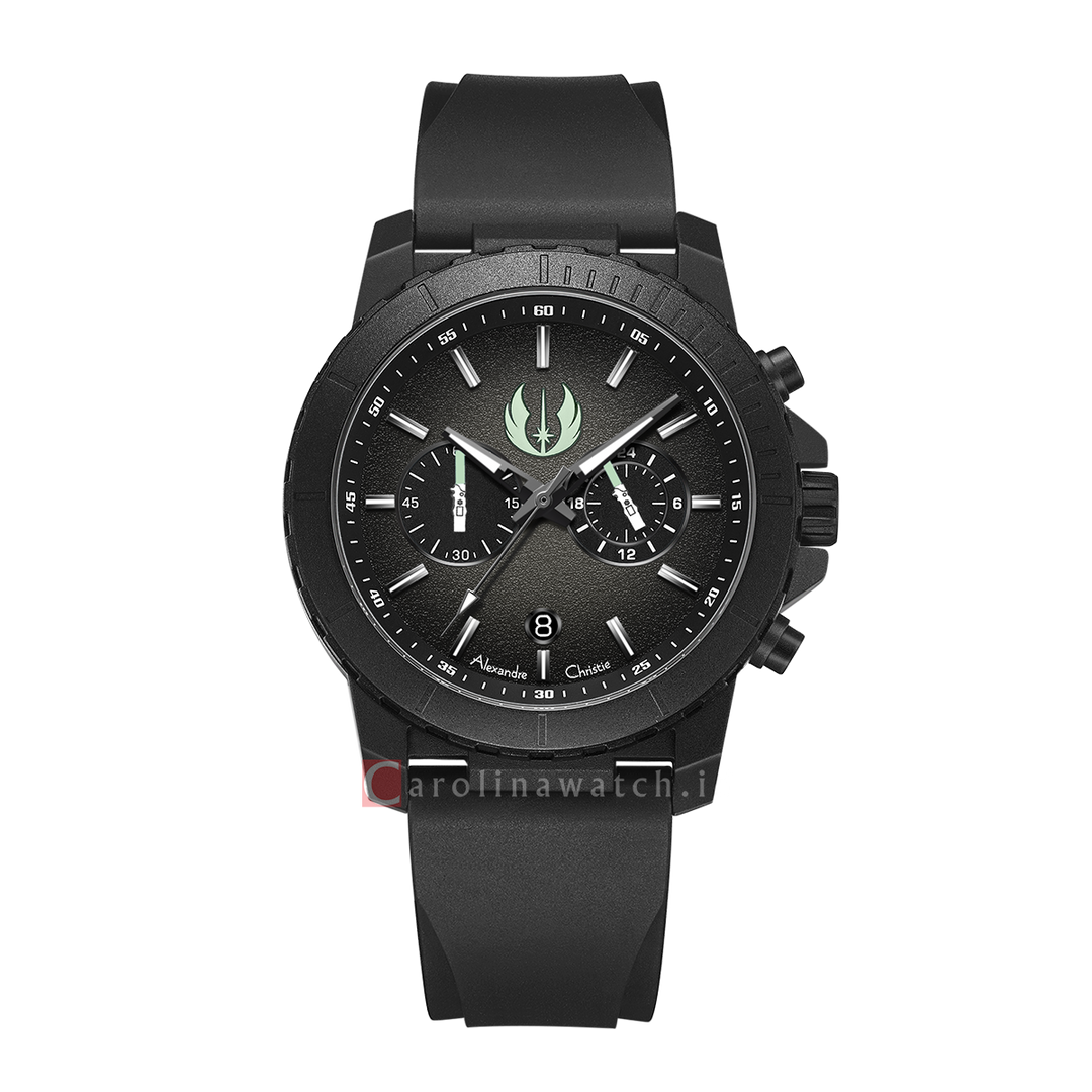 Jam Tangan Alexandre Christie X Star Wars AC 6141 MCRLS2 Jedi Knight Series Men Black Dial Black Rubber Strap Luke Skywalker Limited Edition