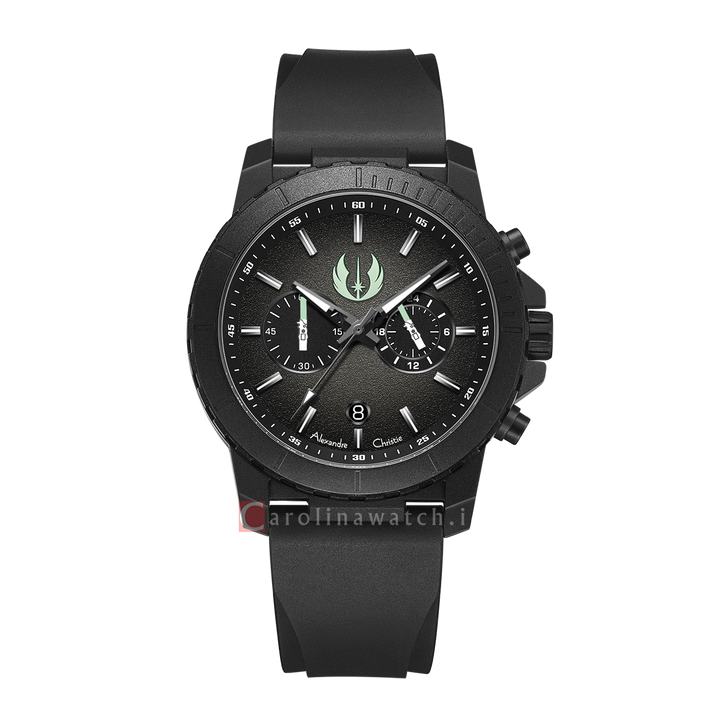 Jam Tangan Alexandre Christie X Star Wars AC 6141 MCRLS2 Jedi Knight Series Men Black Dial Black Rubber Strap Luke Skywalker Limited Edition