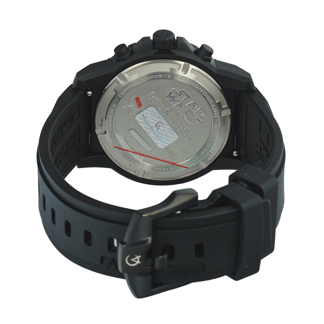 Jam Tangan Alexandre Christie X Star Wars AC 6141 MCRLS2 Jedi Knight Series Men Black Dial Black Rubber Strap Luke Skywalker Limited Edition