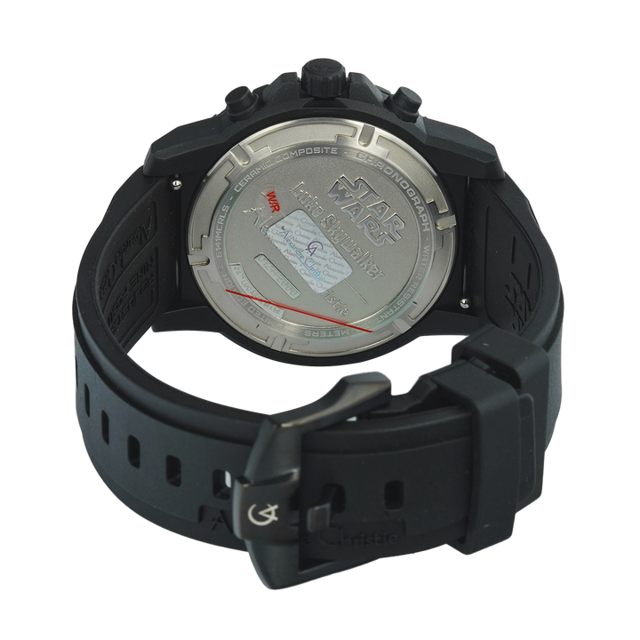 Jam Tangan Alexandre Christie X Star Wars AC 6141 MCRLS2 Jedi Knight Series Men Black Dial Black Rubber Strap Luke Skywalker Limited Edition