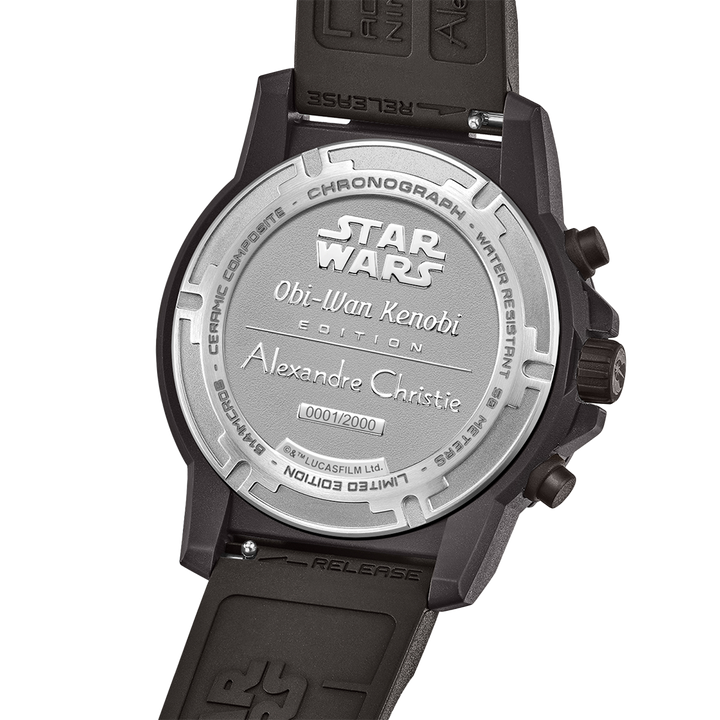 Jam Tangan Alexandre Christie X Star Wars AC 6141 MCROB1 Obi-Wan Kenobi Men Black Dial Black Premium Rubber Strap Limited Edition