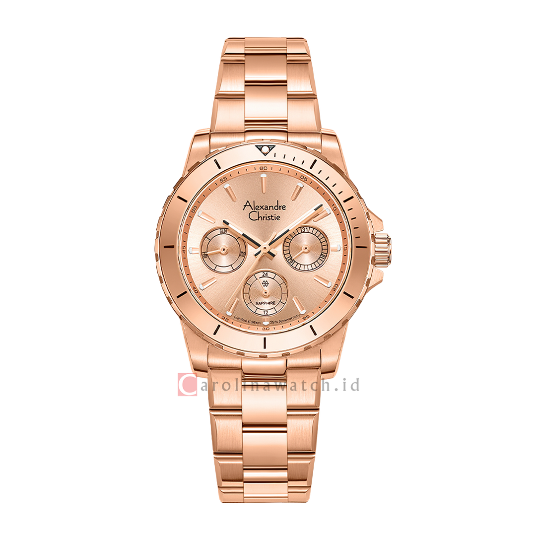 Jam Tangan Alexandre Christie 25th Anniversary AC 6141 XXVBRGLN Women Rose Gold Dial Rose Gold Stainless Steel Strap Limited Edition