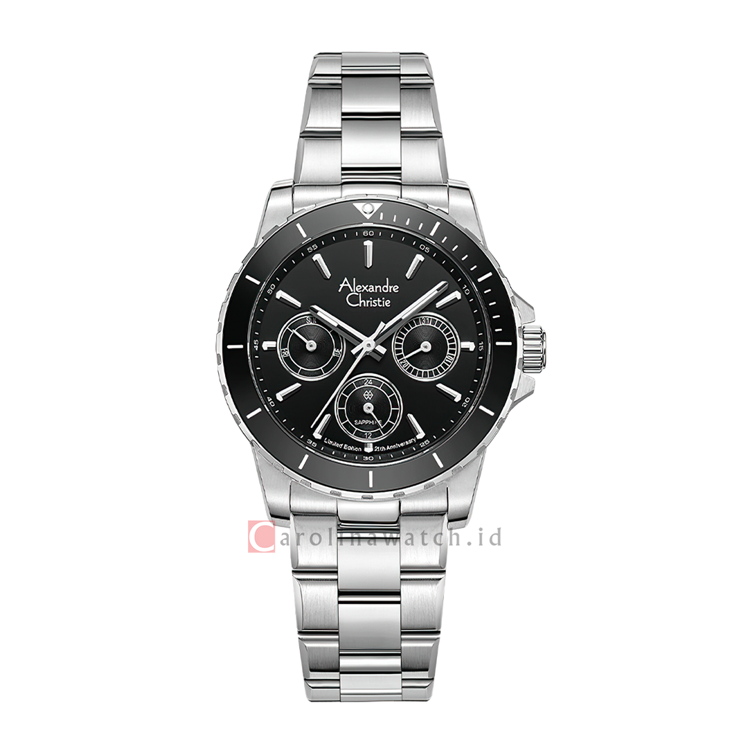 Jam Tangan Alexandre Christie 25th Anniversary AC 6141 XXVBTBBA Women Black Dial Stainless Steel Strap Limited Edition